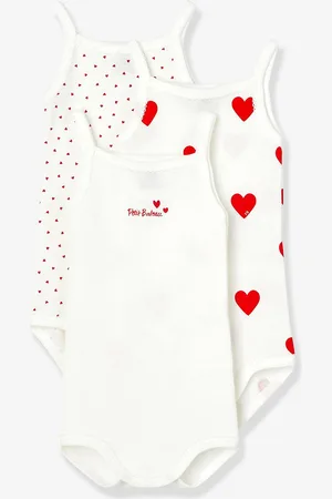Petit Bateau 3 rompertjes met schouderbandjes wit