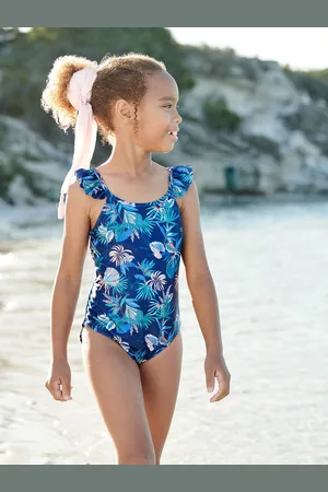 Vertbaudet Badpak met tropische print voor meisjes marineblauw