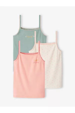 Vertbaudet Set van 3 geribde tanktops voor meisjes nude