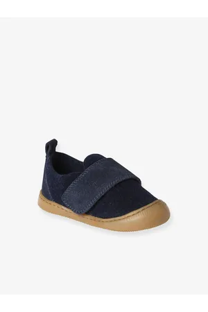 Vertbaudet Vilten sloffen met klittenband voor baby marineblauw
