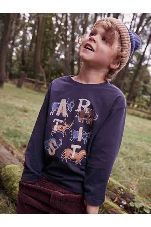 Vertbaudet T-shirt jongens met préhisto-kunstenaarthema en geborduurde details antraciet