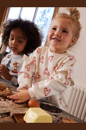 Vertbaudet Kersttrui met glitterhartjes en mouwen met ruches voor meisjes ecru
