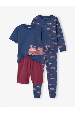 Vertbaudet Set pyjama + pyjashort brandweer jongens oceaanblauw