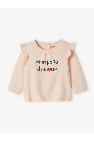 Vertbaudet Babyshirt met opschrift van biologisch katoen lichtroze