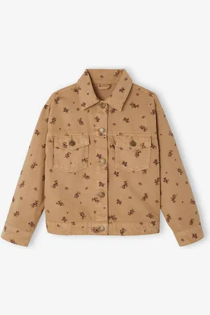 Vertbaudet Meisjesjas met bloemen beige, bedrukt