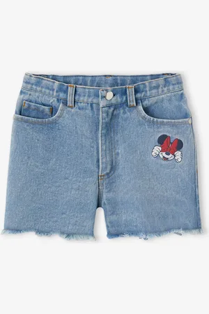 Minnie Denim Disney® geborduurde meisjesshort ongewassen denim