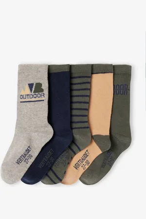 Vertbaudet Set van 5 paar bij elkaar passende hoge sokken jongen kaki