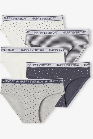 Vertbaudet Set van 5 alledaagse Happy slips voor meisjes gemêleerd grijs