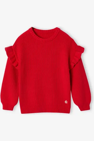 Vertbaudet Trui met ruches aan de mouwen meisjes rood