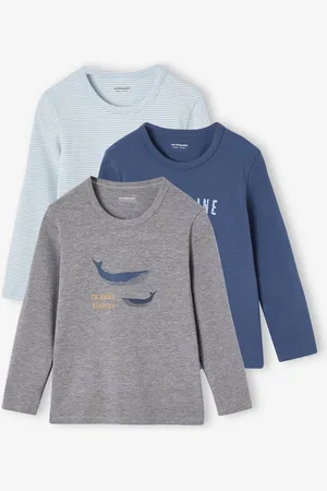 Vertbaudet Set van " shirts "Walvis" voor jongens met lange mouwen hemelsblauw
