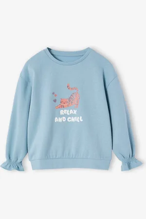 Vertbaudet Sweatshirt met dierenmotief en sierdetails meisjes hemelsblauw