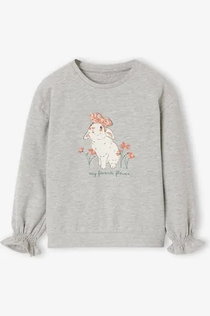 Vertbaudet Sweatshirt met dierenmotief en sierdetails meisjes gemêleerd grijs