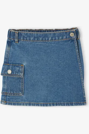 Vertbaudet Denim broekrokje met cargozak voor meisjes middenblauw