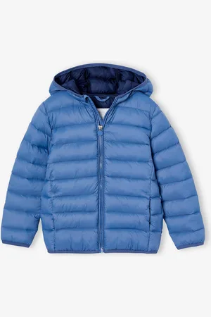 Vertbaudet Licht donsjack met capuchon voor jongens met gerecyclede polyester vulling jeansblauw