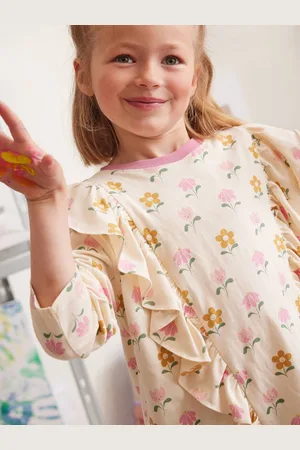 Vertbaudet T-shirt met ruches en lange mouwen meisjes vanille