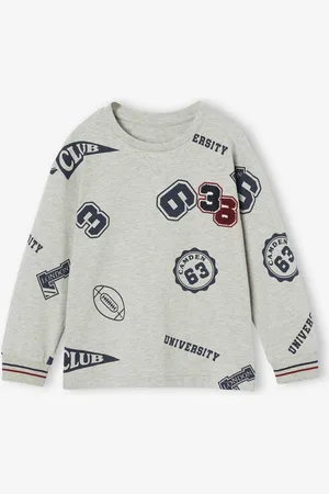 Vertbaudet T-shirt met print campusstijl jongens gemêleerd grijs