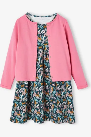 Vertbaudet Set met vest en bloemenjurk meisje rozen