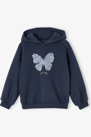 Vertbaudet Sweatshirt met capuchon fantasiemotief meisjes marineblauw