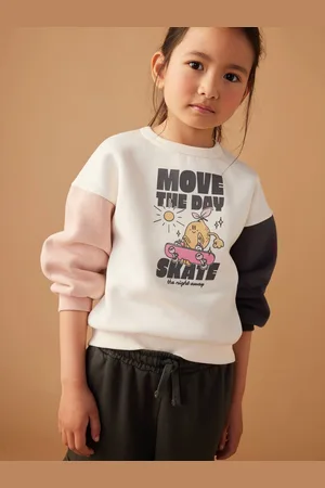 Vertbaudet Sportieve sweater met speels motief colourblock meisjes ecru