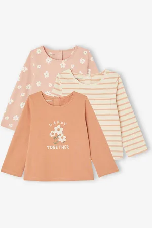 Vertbaudet Set van 3 T-shirts Basics baby klei