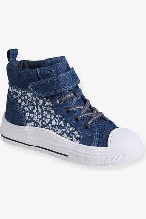Vertbaudet Hoge sneakers met klittenband en veters voor meisjes jeansblauw