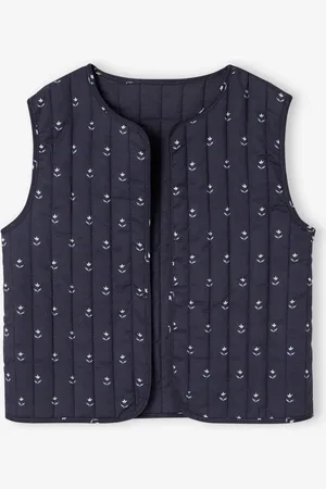 Vertbaudet Gewatteerd jasje met bloemenprint meisjes blauw, bedrukt