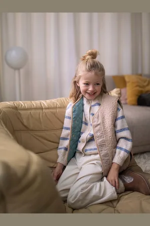 Vertbaudet Mouwloos meisjesvest van sherpa beige