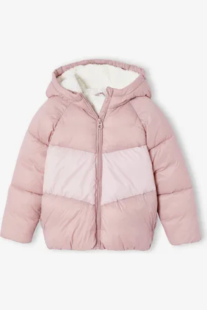 Vertbaudet Donsjack met capuchon colorblock meisjes zachtpaars