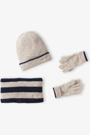 Vertbaudet Set van muts + snood + handschoenen voor jongens "cool kids" grijsblauw