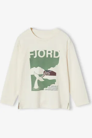 Vertbaudet T-shirt voor jongens met Fjord-motief met lange mouwen ecru
