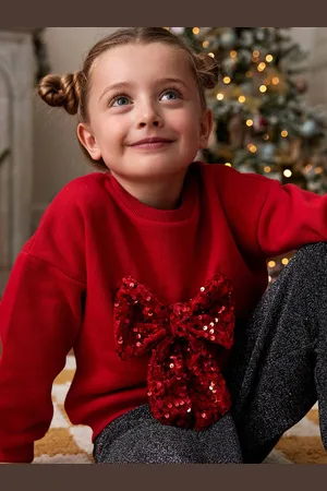 Vertbaudet Kerstsweater voor meisjes met lovertjes rood