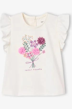 Vertbaudet T-shirt met bloemen in reliëf baby vanille