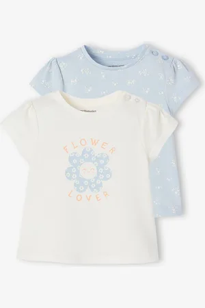 Vertbaudet Set van 2 Basics T-shirts met korte mouwen hemelsblauw