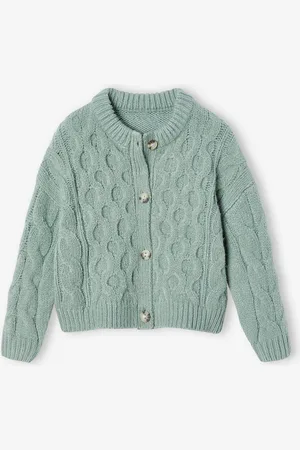 Vertbaudet Meisjesvest van gevlochten tricot groengrijs