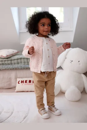 Vertbaudet Paperbag babybroek met riem cappuccino