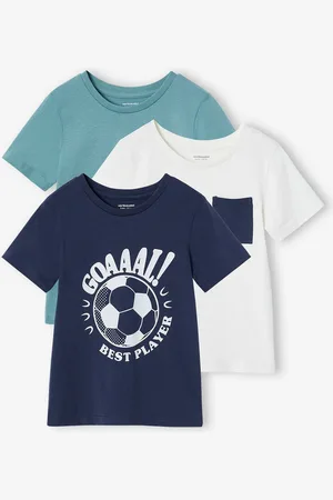 Vertbaudet Set van 3 geassorteerde jongens-T-shirts met korte mouwen nachtblauw