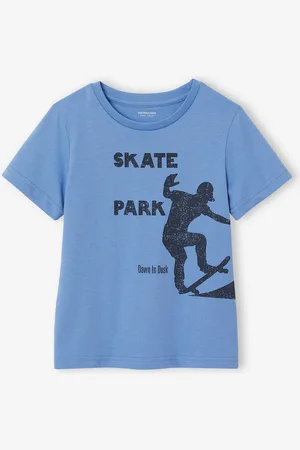 Vertbaudet Basics jongensshirt met print op de voorkant blauw