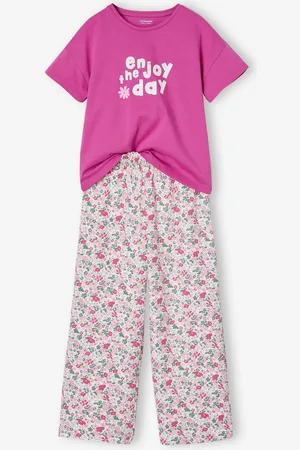 Vertbaudet Meisjesset T-shirt + broek met wijde pijpen paars