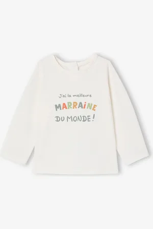 Vertbaudet T-shirt baby peetvader / peetmoeder met drukknoopjes op de rug wit