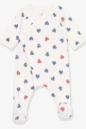Petit Bateau Pyjama baby van katoen met gestreept hartje wit
