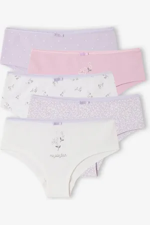 Vertbaudet Set van 5 meisjes shorts met bloemen donkerpaars