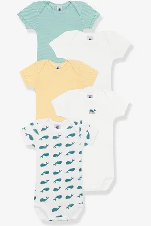 Petit Bateau Set van 5 rompertjes met korte mouwen wit