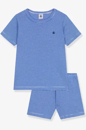 Petit Bateau Pyjama short voor kinderen met strepen blauw