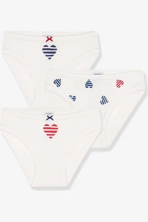 Petit Bateau Set van 3 meisjesonderbroeken in katoen met hartjesprint wit