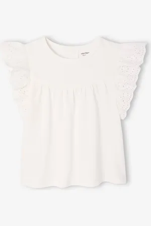Vertbaudet Babyshirt met mouwen van Engels borduurwerk ecru