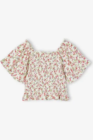 Vertbaudet Meisjesshirt met smokwerk en bloemmotief meerkleurig