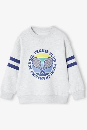 Vertbaudet Jongenssweater Tennis Club gemêleerd wit