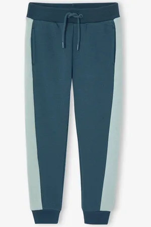 Vertbaudet Joggingbroek voor jongens met contrasterende strepen oceaanblauw
