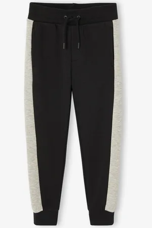 Vertbaudet Joggingbroek voor jongens met contrasterende strepen zwart