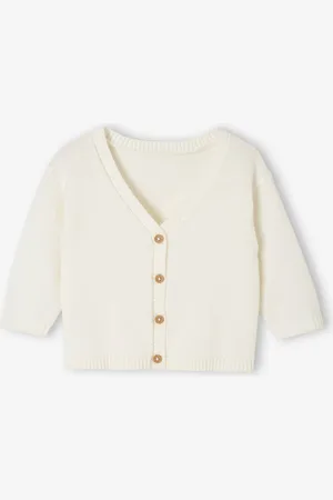 Vertbaudet Cardigan voor jongens in fijn breiwerk wit